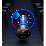 Baseus Particular Digital Display Duálny adaptér do auta USB-A QC + USB-C 65W, okrová