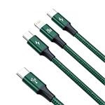 Baseus Rapid Series nabíjecí/datový kabel 3v1 USB-C/ (microUSB + Lightning  PD 20W + USB-C) 1.5m zelená
