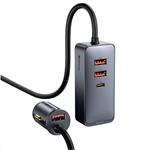 Baseus rychlo nabíječka do auta s prodlužovacím kabelem 3x USB-A, 1x Type-C 120W šedá