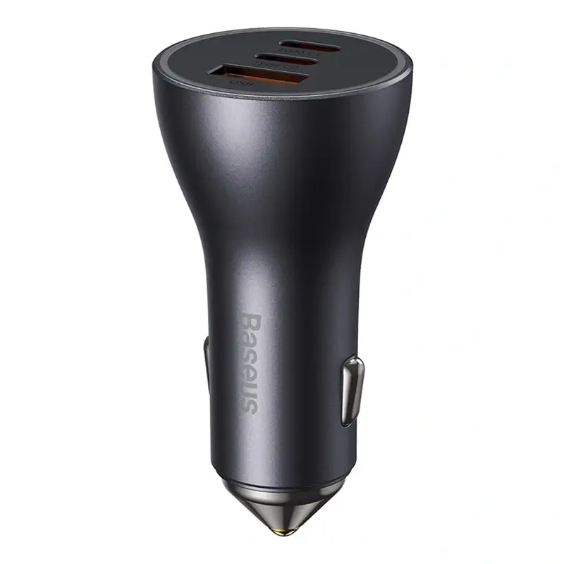 Baseus rychlonabíjecí adaptér do automobilu 2*USB-C + USB-A 65W tmavě šedá