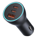 Baseus rychlonabíjecí adaptér do automobilu 2*USB-C + USB-A 65W tmavě šedá