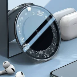 Baseus Simple bezdrátová nabíječka 15W (verze s USB-C konektorem) transparentní