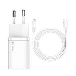 Baseus Super SI set adaptéru USB-C 20W a kabelu USB-C do Lightning 1m, bílá