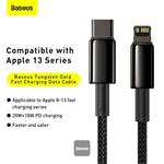 Baseus Tungsten Gold rychlonabíjecí / datový kabel USB-C na Lightning PD 20W 1m, černá