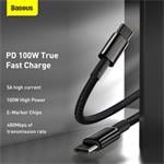 Baseus Tungsten Gold USB-C na USB-C Rýchlonabíjací / dátový kábel 100W 1m, čierny