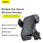 Baseus Wisdom Auto Alignment Holder s bezdrôtovým nabíjaním 15 W, čierny