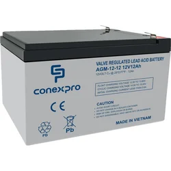 Batéria Conexpro AGM 12V, 12Ah, životnosť 5 rokov, Faston 6,3