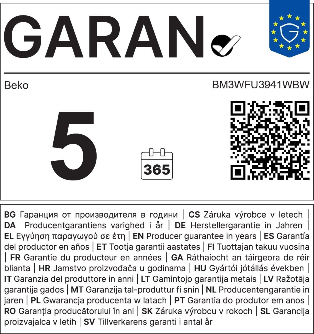Beko BM3WFU3941WBW