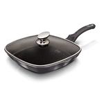 BerlingerHaus Grilovacia panvica s mramorovým povrchom a poklopom Carbon PRO Line, 28 cm