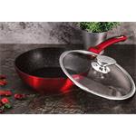 BerlingerHaus Hlboká panvica s mramorovým povrchom a pokrievkou Burgundy Metallic Line, 24 cm