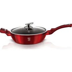 BerlingerHaus Hlboká panvica s mramorovým povrchom a pokrievkou Burgundy Metallic Line, 32 cm