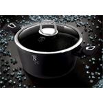 BerlingerHaus Kastrol s poklicí s mramorovým povrchem Black Silver Collection, 20 cm