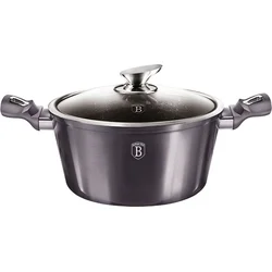 BerlingerHaus Kastrol s poklicí s mramorovým povrchem Carbon PRO Line, 30 cm