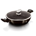 BerlingerHaus Nízky kastról s mramorovým povrchom a vekom Shiny Black Collection, 28 cm