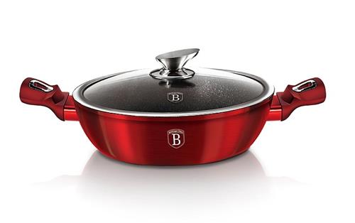 BerlingerHaus Okrúhly pekáč s mramorovým povrchom a pokrievkou Burgundy Metallic Line, 24 cm