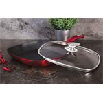 BerlingerHaus Pánev grilovací s mramorovým povrchem a poklicí Burgundy Metallic Line, 28 cm
