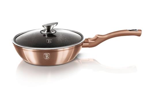 BerlingerHaus Pánev hluboká s mramorovým povrchem a poklicí Rosegold Metallic Line, 24 cm