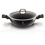 BerlingerHaus Pánev WOK s mramorovým povrchem a poklicí Black Silver Collection, 30 cm