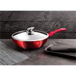 BerlingerHaus Pánev WOK s poklicí s mramorovým povrchem Burgundy Metallic Line, 28 cm
