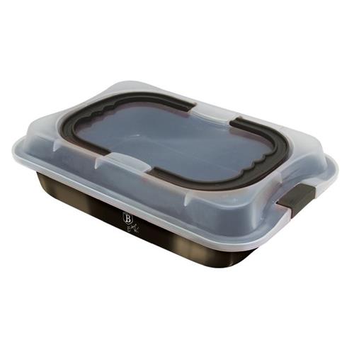 BerlingerHaus Pečicí plech s plastovým krytem Metallic Line Shiny Black, 36,5 x 24,5 x 5,5 cm