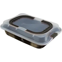 BerlingerHaus Plech na pečenie s plastovým krytom Metallic Line Shiny Black, 36,5 x 24,5 x 5,5 cm