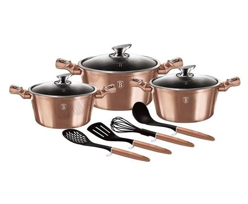 BerlingerHaus Sada 10 hrncov s mramorovým povrchom Rosegold Metallic Line