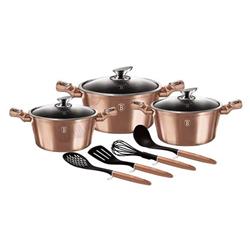BerlingerHaus Sada hrnců s mramorovým povrchem 10 ks Rosegold Metallic Line