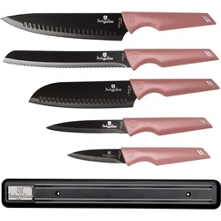BerlingerHaus Sada nožů s magnetickým držákem 6 ks I-Rose Edition