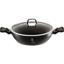 BerlingerHaus WOK panvica s mramorovým povrchom a pokrievkou Black Silver Collection, 30 cm