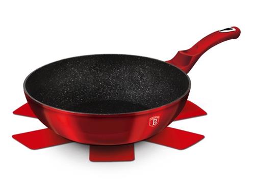 BerlingerHaus WOK s mramorovým povrchom Burgundy Metallic Line, 28 cm