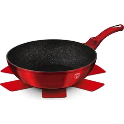 BerlingerHaus WOK s mramorovým povrchom Burgundy Metallic Line, 28 cm