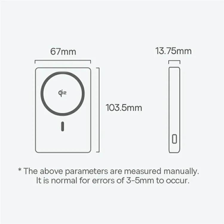 Bezdrátová powerbanka Baseus PicoGo Qi2 5000mAh, 20W bílá