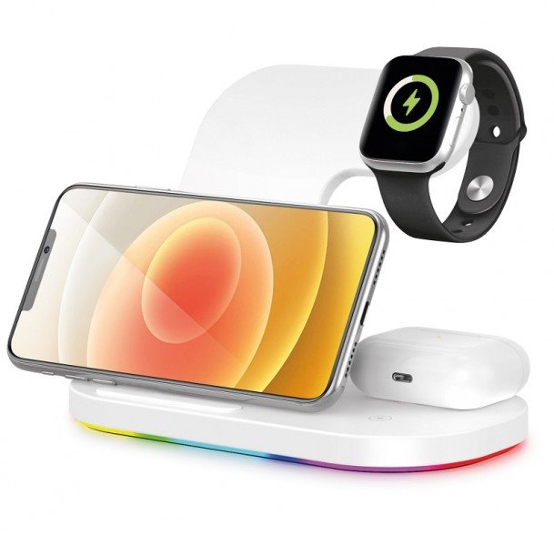 Bezdrátová Qi dok.stanice 3v1 Apple watch,15W,bílá