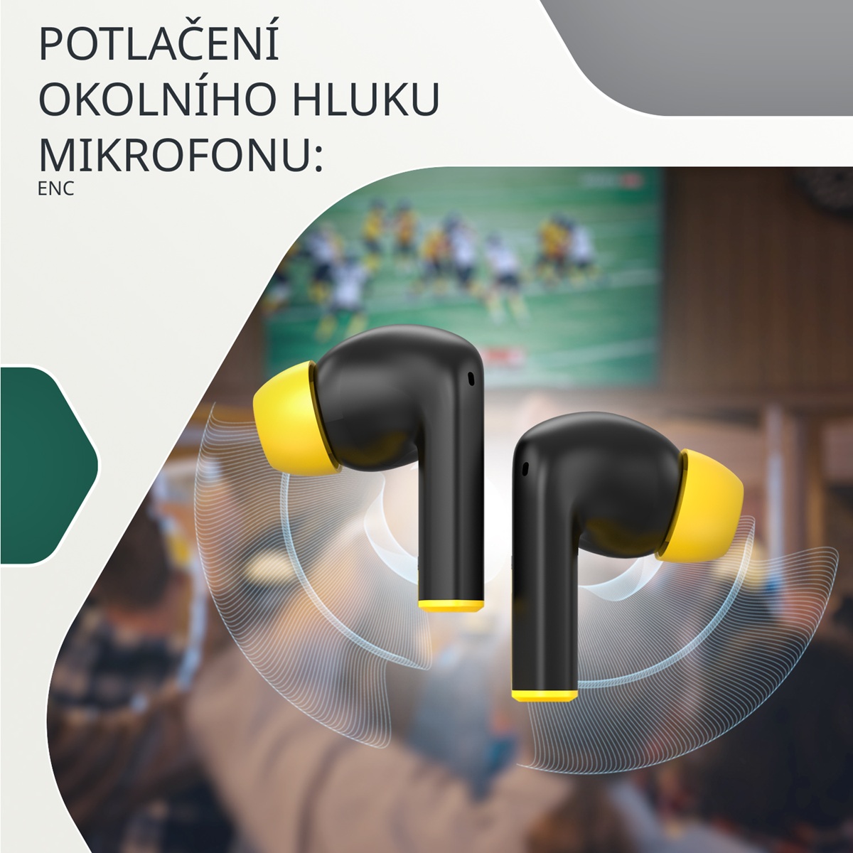 Bezdrátová stereo sluchátka True wireless Hexagon 7, bílo/béžová