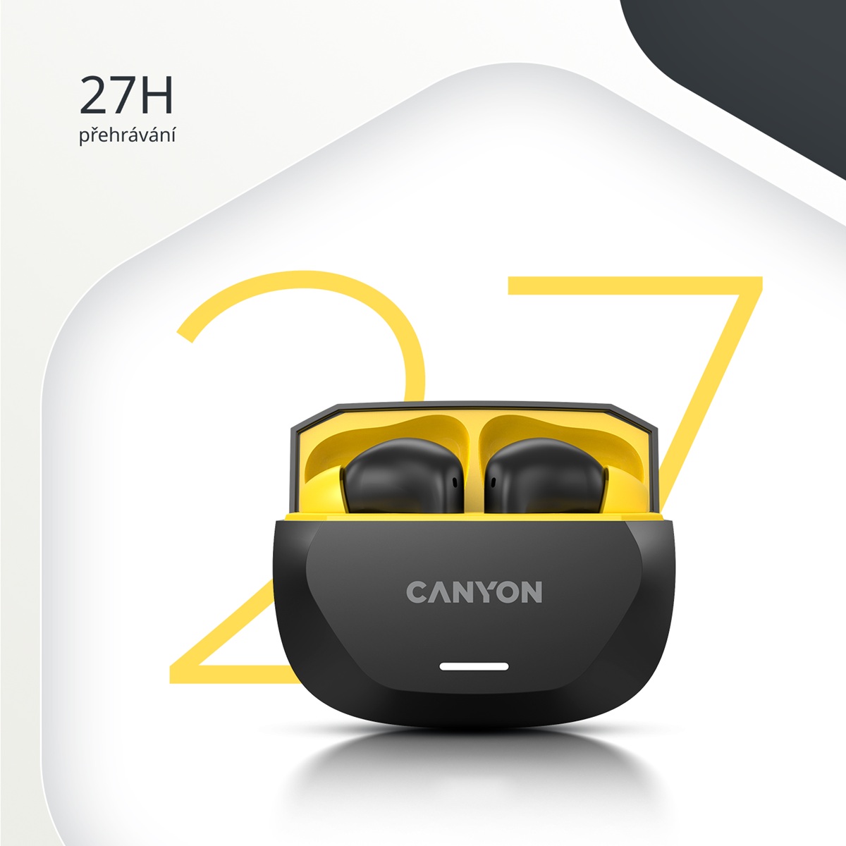 Bezdrátová stereo sluchátka True wireless Hexagon 7, bílo/béžová
