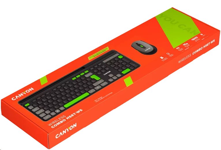 Bezdrôtová klávesnica CANYON HSET-W5 SET CS + optická myš