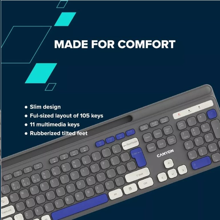 Bezdrôtová klávesnica CANYON HSET-W5 SET CS + optická myš
