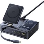 Bezdrôtová nabíjačka Baseus Nomos Qi2 140W USB, 2xUSB-C, s navíjacím káblom. USB-C/sieťový kábel 1 m čierny