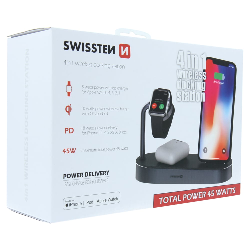 Bezdrôtová nabíjačka Swissten 4 v 1, MagSafe
