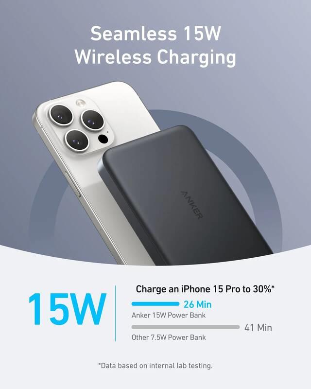 Bezdrôtová powerbanka Anker MagGo 10000mAh, 30W, čierna
