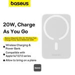 Bezdrôtová powerbanka Baseus Magnetic Mini Air 6000mAh, 20W biela
