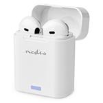 Bezdrôtové slúchadlá NEDIS + mikrofón/ TWS/ BT/ 103 dB/ 3 hodiny výdrž batérie/ hlasové ovládanie/ nabíjacie puzdro/ biele
