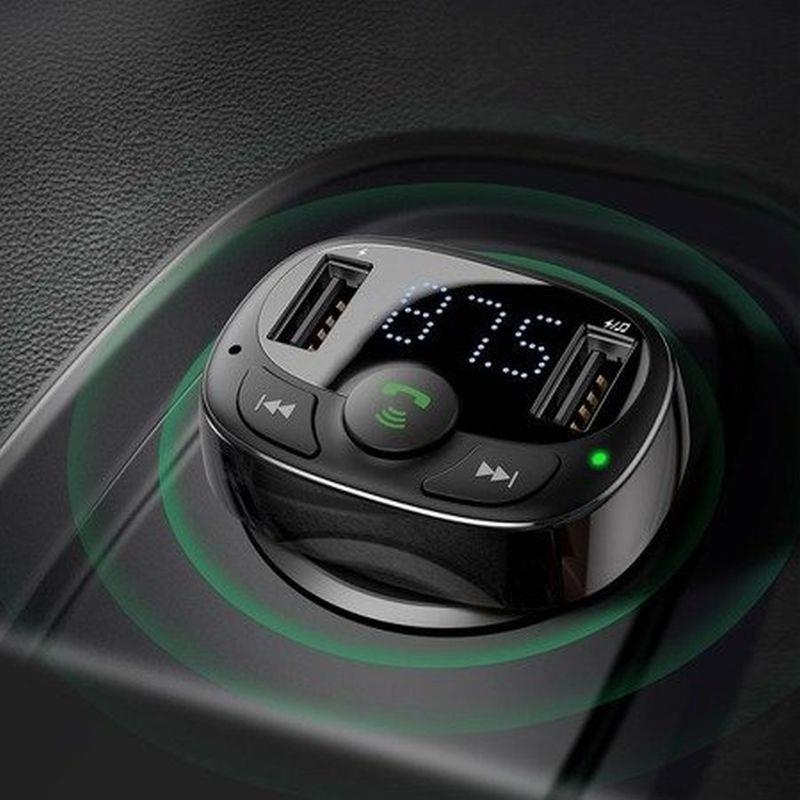 Bluetooth MP3 FM vysielač Baseus s nabíjaním 2xUSB 3,4A čierny