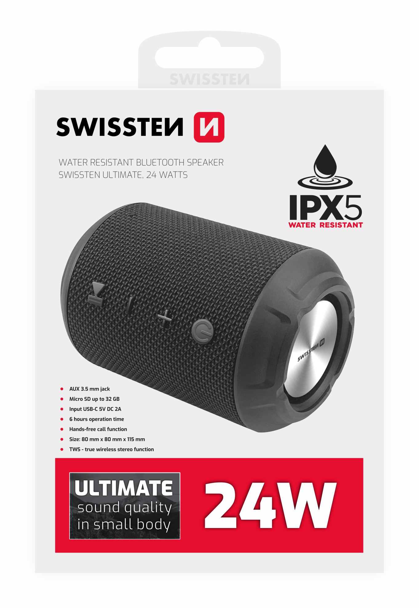 Bluetooth reproduktor Swissten Ultimate 24 W, čierny