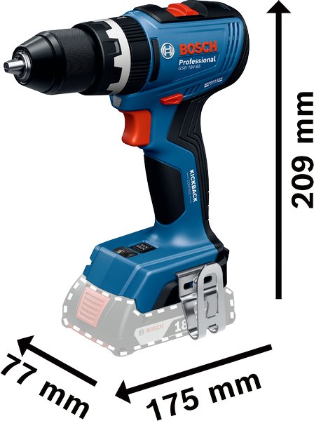 BOSCH Akumulátorový příklepový vrtací šroubovák GSB 18V-65 + L-BOXX vč. bat a nab. (0.601.9N3.303)