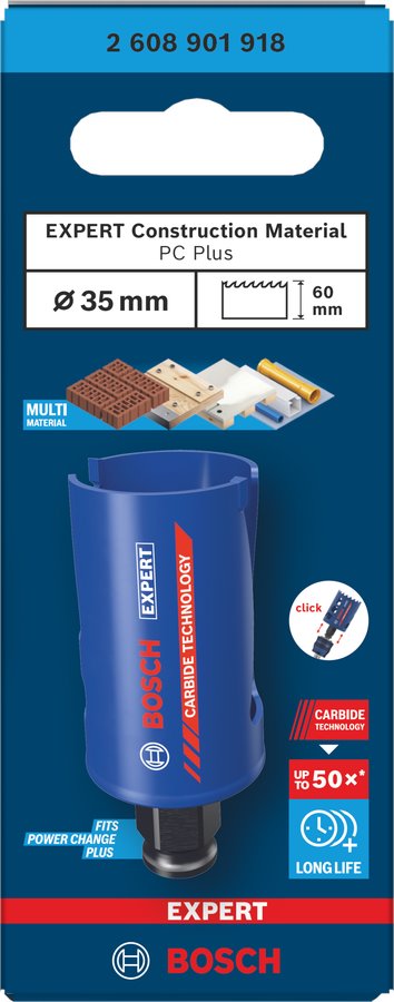 BOSCH Děrovka EXPERT Construction Material Power Change Plus, 35 × 60 mm (2.608.901.918)