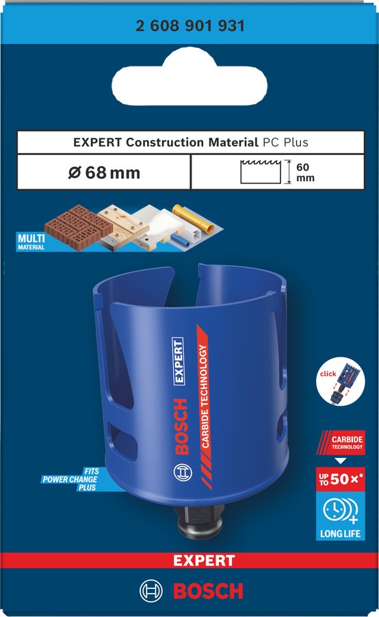 BOSCH Děrovka EXPERT Construction Material Power Change Plus, 68 × 60 mm (2.608.901.931)
