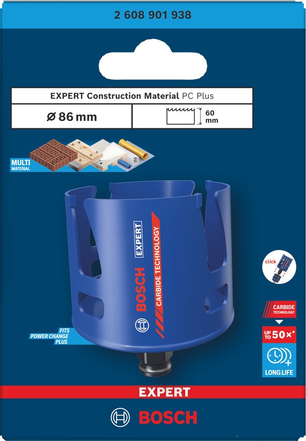 BOSCH Děrovka EXPERT Construction Material Power Change Plus, 86 × 60 mm (2.608.901.938)