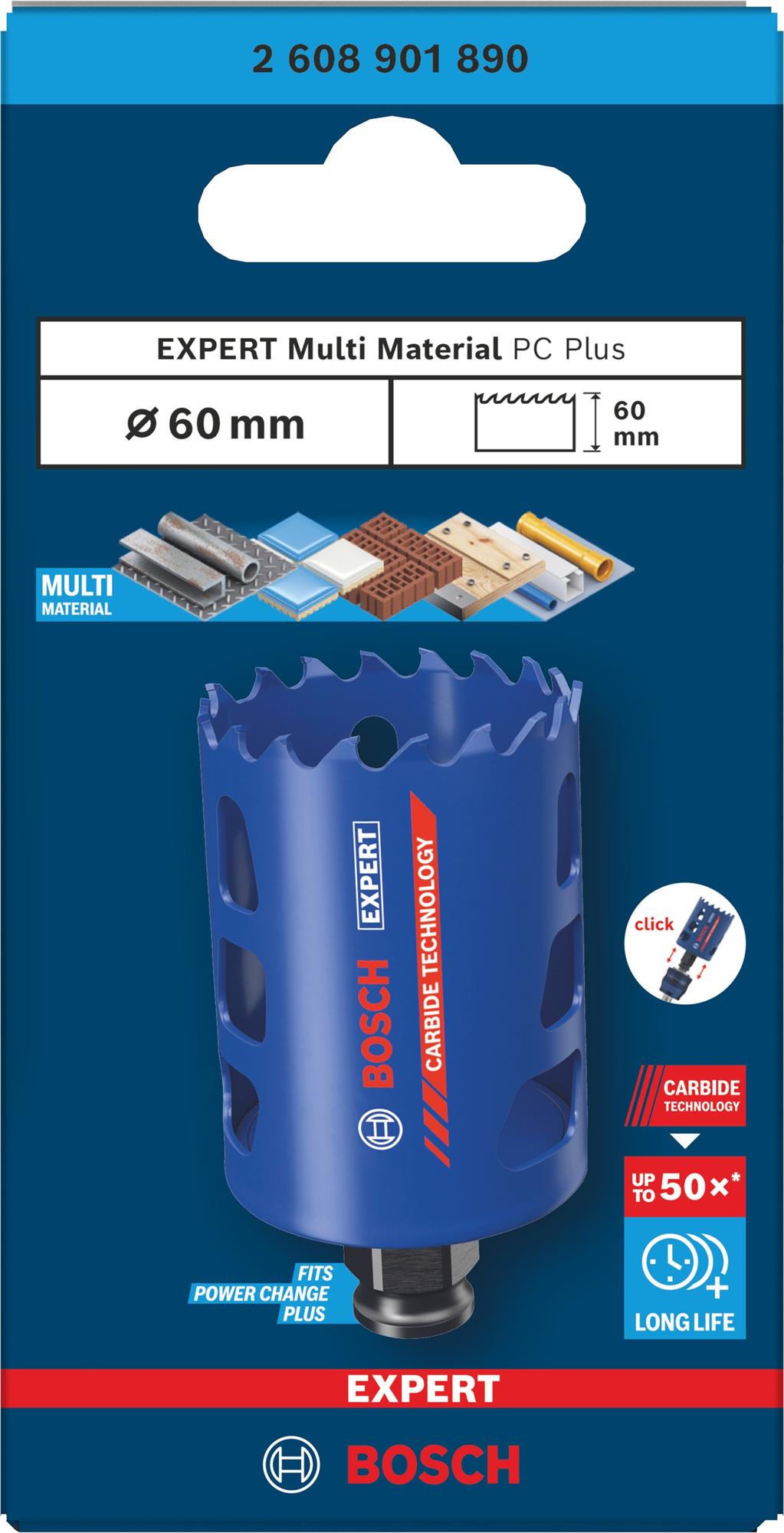 BOSCH Děrovka EXPERT Multi Material pro Power Change Plus, 60 × 60 mm (2.608.901.890)