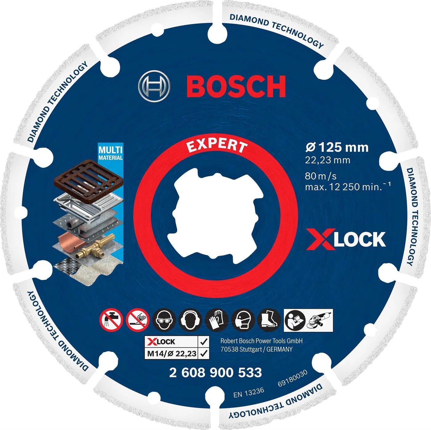 BOSCH Diamantový řezací kotouč EXPERT Diamond Metal Wheel X-LOCK 125 × 22,23 mm (2.608.900.533)